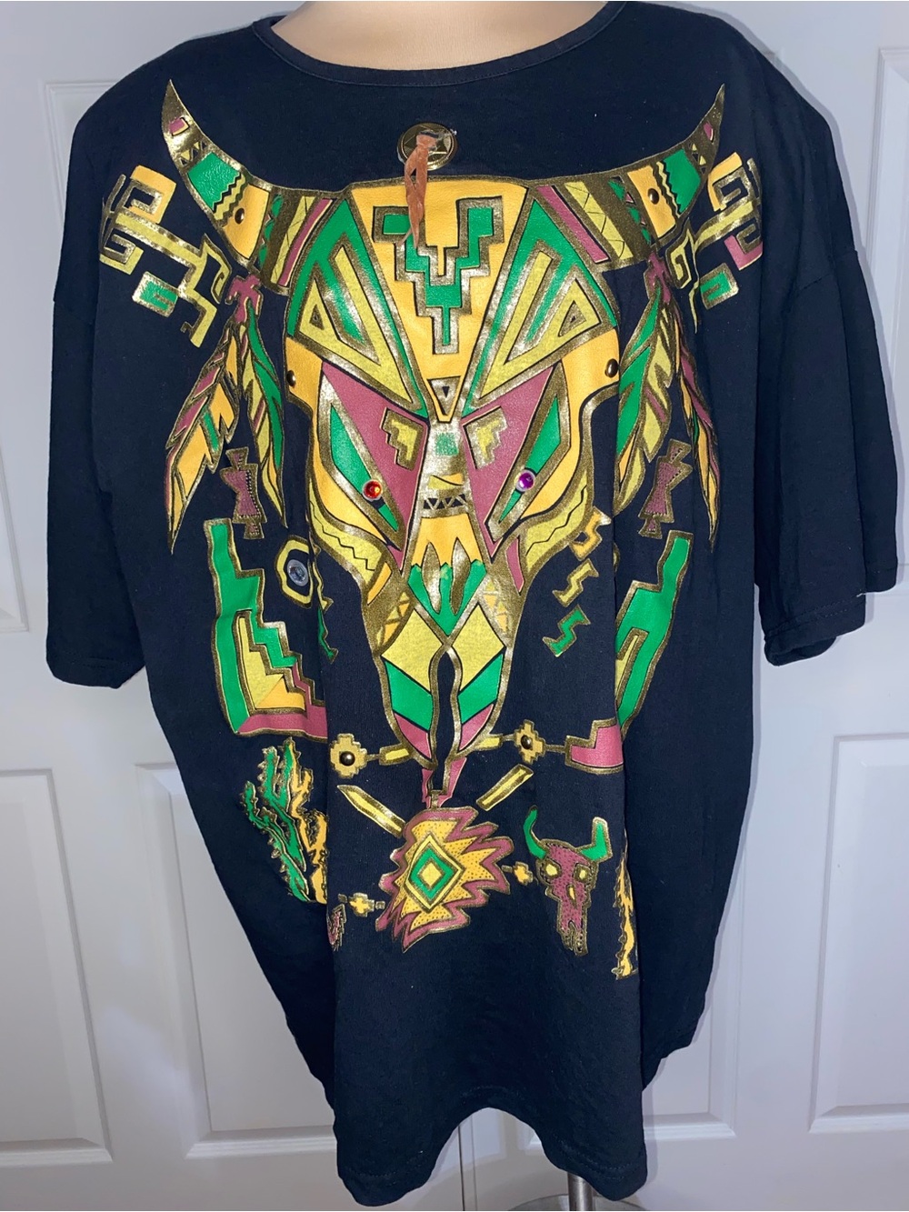 Vintage Coconut Bay Western Longhorn Skull Shirt – Size L, Made in the USA 80s